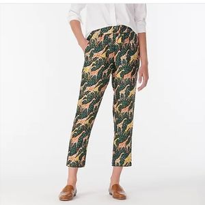 J. Crew Twill & Silk Giraffe Print Pants